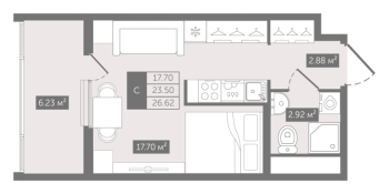Студия № 45 Корп.: 1 , Секция 1  в ЖК N8
