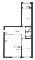 3 ккв (Евро) № 1803 Корп.: 9 , Секция 7  в ЖК Наука