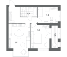 3 ккв (Евро) № 1068 Корп.: 5 , Секция 1  в ЖК Наука