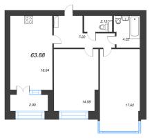 3 ккв (Евро) № 1428 Корп.: 8 , Секция 2  в ЖК Наука