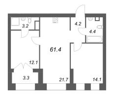 3 ккв (Евро) № 257 Корп.: 1 , Секция 5  в ЖК Наука