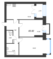 3 ккв (Евро) № 320 Корп.: 1 , Секция 5  в ЖК Наука