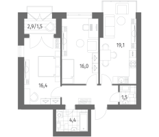 3 ккв (Евро) № 901 Корп.: 3 , Секция 2  в ЖК Наука