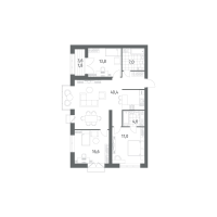 4 ккв (Евро) № 1045 Корп.: 5 , Секция 1  в ЖК Наука