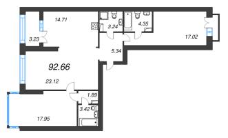 3 ккв № 1722 Корп.: 9 , Секция 5  в ЖК Наука