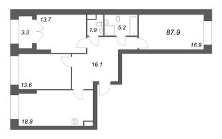 4 ккв (Евро) № 253 Корп.: 1 , Секция 5  в ЖК Наука