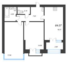 3 ккв (Евро) № 1359 Корп.: 8 , Секция 1  в ЖК Наука