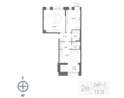 3 ккв (Евро) № 354 Корп.: 1 , Секция 11  в ЖК Нева Арт