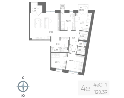 5 ккв (Евро) № 202 Корп.: 1 , Секция 6  в ЖК Нева Арт