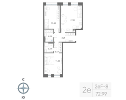 3 ккв (Евро) № 376 Корп.: 1 , Секция 12  в ЖК Нева Арт