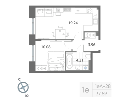 2 ккв (Евро) № 474 Корп.: 1 , Секция 16  в ЖК Нева Арт