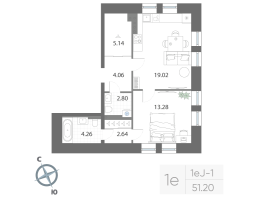 2 ккв (Евро) № 11 Корп.: 5 , Секция 2  в ЖК Нева Арт