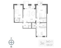 4 ккв (Евро) № 184 Корп.: 1 , Секция 5  в ЖК Нева Арт