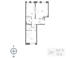 3 ккв (Евро) № 380 Корп.: 1 , Секция 12  в ЖК Нева Арт