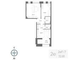 3 ккв (Евро) № 344 Корп.: 1 , Секция 11  в ЖК Нева Арт