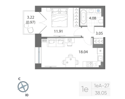 2 ккв (Евро) № 499 Корп.: 1 , Секция 16  в ЖК Нева Арт