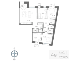 5 ккв (Евро) № 212 Корп.: 1 , Секция 6  в ЖК Нева Арт