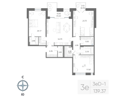 4 ккв (Евро) № 192 Корп.: 1 , Секция 5  в ЖК Нева Арт