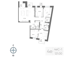 5 ккв (Евро) № 217 Корп.: 1 , Секция 6  в ЖК Нева Арт
