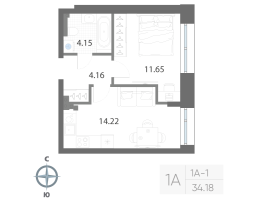 1 ккв № 348 Корп.: 1 , Секция 11  в ЖК Нева Арт