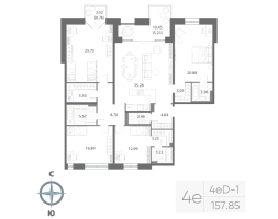 4 ккв (Евро) № 206 Корп.: 1 , Секция 6  в ЖК Нева Арт