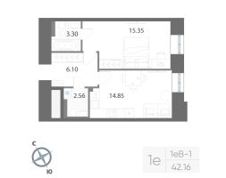 1 ккв № 2 Корп.: 2 , Секция 1  в ЖК Нева Арт