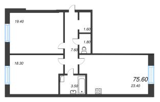 2 ккв (Евро) № 174 Корп.: 6 , Секция 3  в ЖК Neva Haus