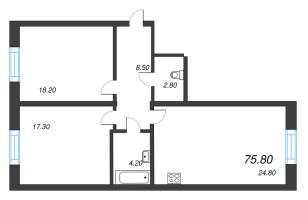 2 ккв (Евро) № 115 Корп.: 6 , Секция 2  в ЖК Neva Haus