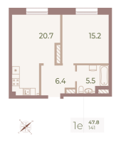 2 ккв (Евро) № 141 Корп.: 6 , Секция 2  в ЖК Neva Haus