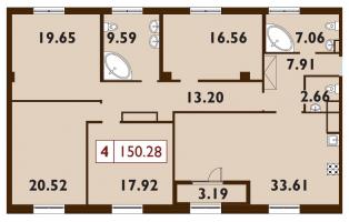 4 ккв № 80 Корп.: 1 , Секция 3  в ЖК Neva Haus