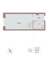 Студия № 64 Корп.: 8 , Секция 1  в ЖК Neva Haus