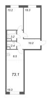 3 ккв (Евро) № 220 Корп.: 7 , Секция 5  в ЖК Neva Haus
