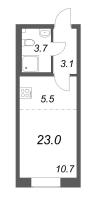 Студия № 216 Корп.: 7 , Секция 5  в ЖК Neva Haus