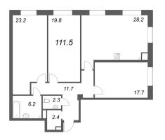 3 ккв (Евро) № 135 Корп.: 7 , Секция 3  в ЖК Neva Haus