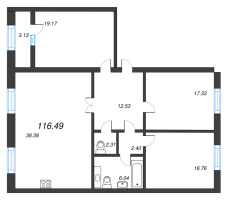 3 ккв № 62 Корп.: 5 , Секция 2  в ЖК Neva Haus