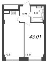 2 ккв (Евро) № 259 Корп.: 3 , Секция 7  в ЖК Neva Residence