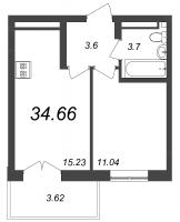 2 ккв (Евро) № 69 Корп.: 3 , Секция 1  в ЖК Neva Residence