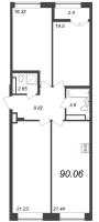 4 ккв (Евро) № 272 Корп.: 3 , Секция 7  в ЖК Neva Residence