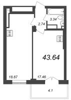 2 ккв (Евро) № 37 Корп.: 2 , Секция 1  в ЖК Neva Residence