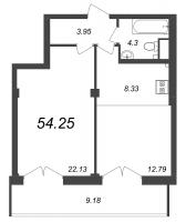 2 ккв (Евро) № 41 Корп.: 1 , Секция 1  в ЖК Neva Residence