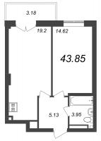 2 ккв (Евро) № 47 Корп.: 3 , Секция 1  в ЖК Neva Residence