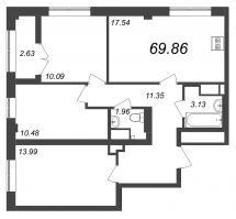 4 ккв (Евро) № 38 Корп.: 1 , Секция 1  в ЖК Neva Residence