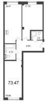 3 ккв (Евро) № 280 Корп.: 3 , Секция 8  в ЖК Neva Residence