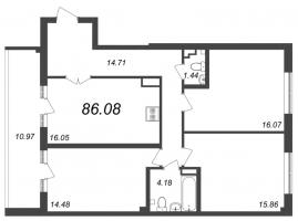4 ккв (Евро) № 310 Корп.: 3 , Секция 8  в ЖК Neva Residence
