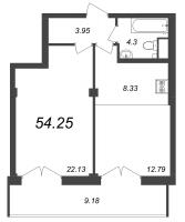 2 ккв (Евро) № 36 Корп.: 1 , Секция 1  в ЖК Neva Residence