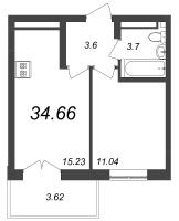 2 ккв (Евро) № 69 Корп.: 3 , Секция 1  в ЖК Нева Резиденс