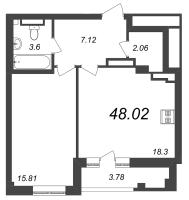 2 ккв (Евро) № 309 Корп.: 3 , Секция 8  в ЖК Нева Резиденс