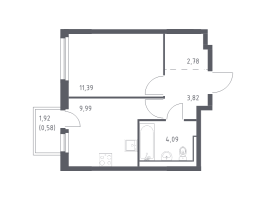 1 ккв № 468 Корп.: 1.3 , Секция 3  в ЖК Невская Долина