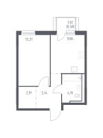 1 ккв № 45 Корп.: 1.2 , Секция 1  в ЖК Невская Долина