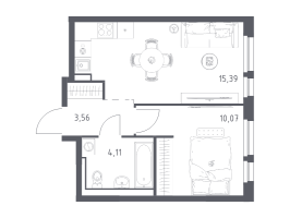 2 ккв (Евро) № 384 Корп.: 1.3 , Секция 3  в ЖК Невская Долина